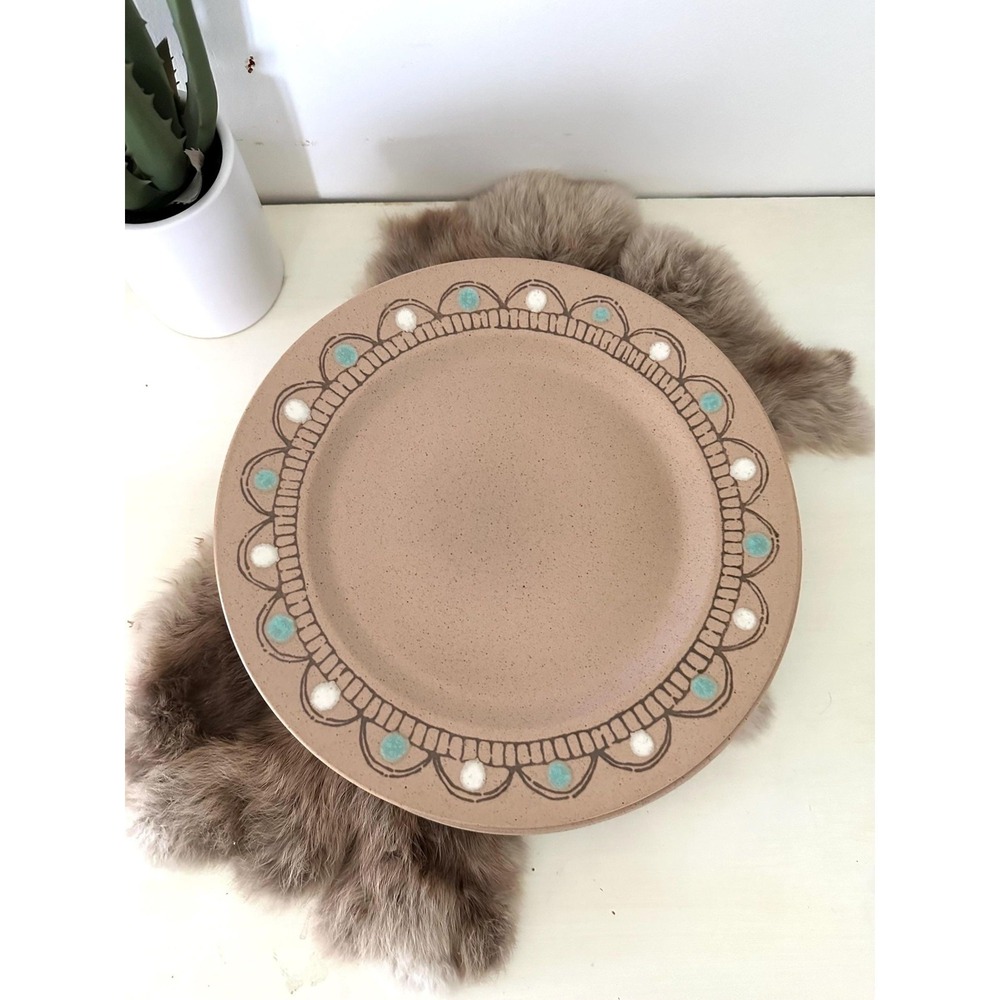 Six Painted Desert Metlox Dinner plate poppytrail Vernon tan‎ dots dinnerware